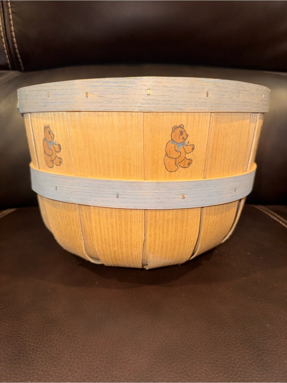 Decorative & vintage late-20th-century country-style wood slat basket - Picture 7 of 9